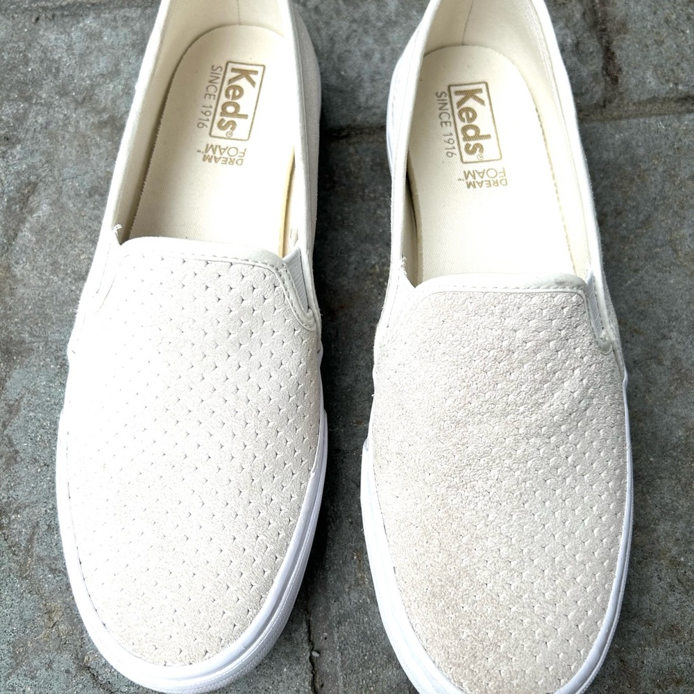 Keds Women's White Perforated Slip-On Sneakers